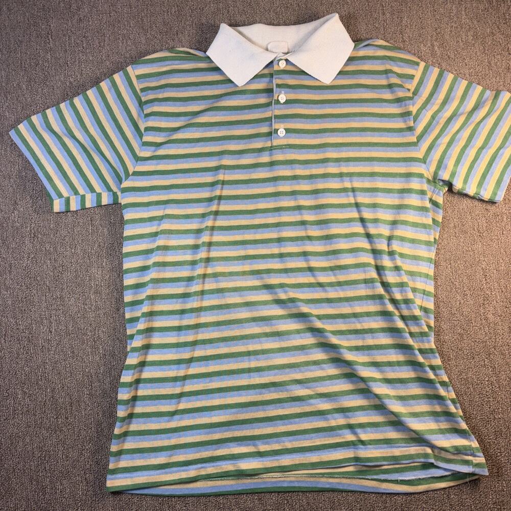 Vintage 70s/80s Maverick Polo Style Striped Shirt Single Stitch Clean Large